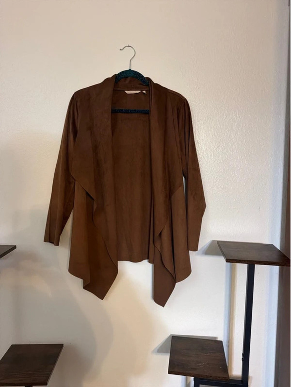 🤎 Soft Surroundings Faux Suede Drape Front Jacket – Size M